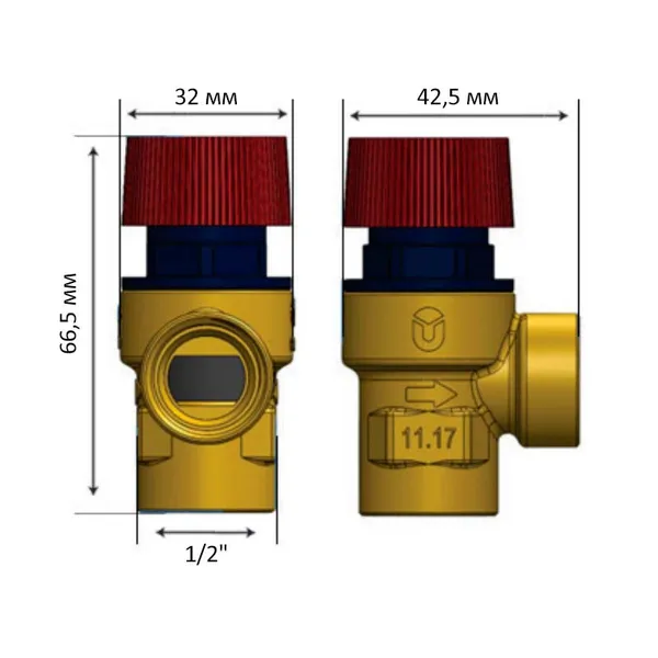 Клапан запобіжний Roho R2000-025 - 1/2" ВВ (2,5 бар) (RO0168)
