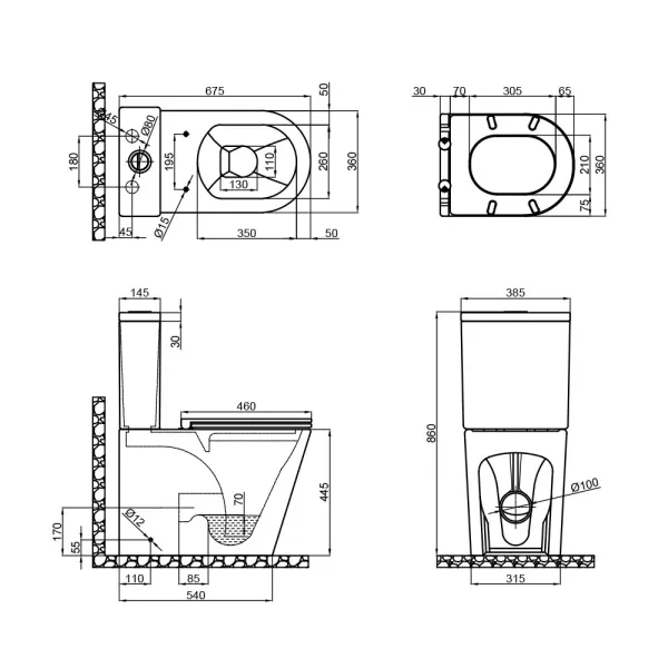 Унітаз-компакт Mixxus Premium Bevel-0402-R 670x390x880mm, система змиву RIMLESS (MP6474)