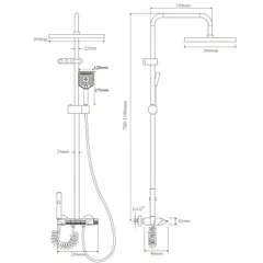 Душова колона Champion PBM-009-J Graphite зі змішувачем з кнопковим перемикачем, 4 режими (CH6501)