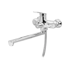 Змішувач для ванни Plamix Lucas-006 EURO SET Chrome (з шлангом, лійкою та кронштейном) (PM0710)