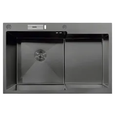 Мийка MIXXUS MH7849L-HK NANO-BLACK (3.0/0.9) з нержавіючої сталі "глибоке крило", з підставкою під ножі (MX1936)