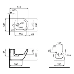 Біде підвісне Mixxus ELLIPSE-0502 520x360x320mm (MI6714)