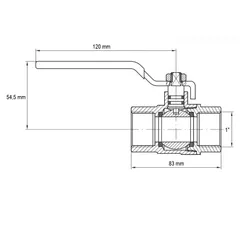 Кран кульовий Koer KG.204 - 1" FF ГГВ (газ) (KR4962)
