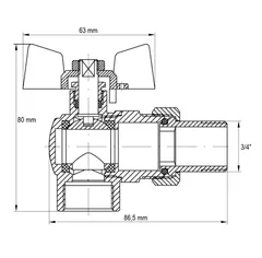Кран з американкою 3/4" (Koer KR.228.W) кутовий білий (KR0100)