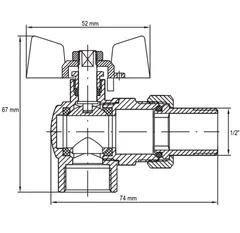 Кран з американкою 1/2" "антіпротечка"(Koer KR.228-Gi) кутовий (KR0196)