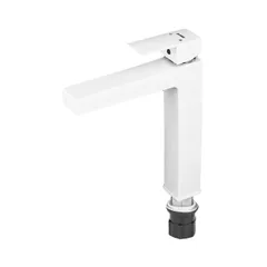 Змішувач для умивальника Plamix Kubus-001 HIGH SET White (з підведенням) (PM0672)