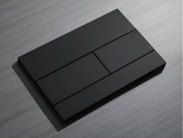 Панель змиву Koer KT-0603-05 240x160x10mm пластикова, кнопка лінійна (колір чорний матовий) (KR5320)