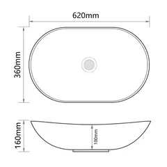 Раковина накладна Mixxus Premium WAVE-0105 WHITE-BLACK 620х360х160mm (MP6558)
