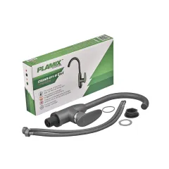 Змішувач для кухні Plamix CEZAR-011-B SET Graphite з підведенням (PM0695)
