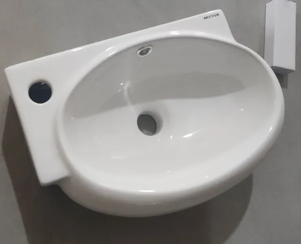 Раковина підвісна Mixxus Premium DIVERSE-1201-R 400х215х140mm з отвором під змішувач та переливом (MP6506)