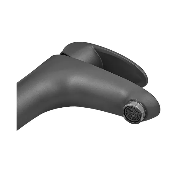 Змішувач для умивальника Plamix CEZAR-001 SET Graphite з підведенням (PM0688)