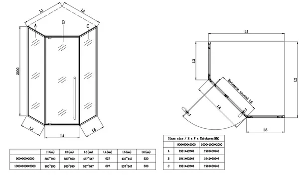 Душова кабіна без піддону Koer SR SC06-90x90x200-TR-01 прозоре скло Easy Clean 8мм, хром (KR5364)