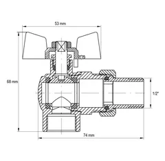 Кран з американкою 1/2" (Koer KR.228.W) кутовий білий (KR0099)