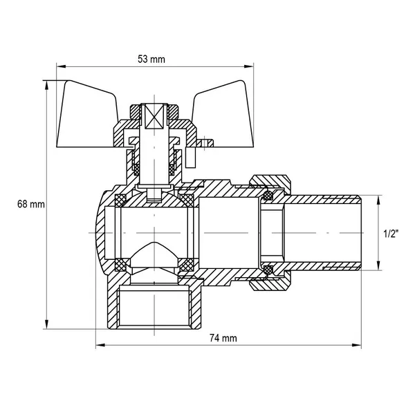 Кран з американкою 1/2" (Koer KR.228.W) кутовий білий (KR0099)