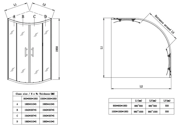 Душова кабіна без піддону Koer SR SC04-100x100x195-TR-01 прозоре скло Easy Clean 5мм, хром (KR5361)