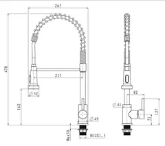 Змішувач для кухні з виливом пружина Mixxus Premium SPRING 017 GRAPHITE (MI6952)