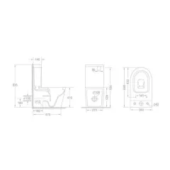 Унітаз-компакт Mixxus BEVEL-0403-T3 640x360x835mm, система змиву TORNADO 3.0 (MI6712)