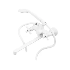 Змішувач для ванни Plamix Pablo -140 EURO SET White (з шлангом та лійкою) (PM0670)