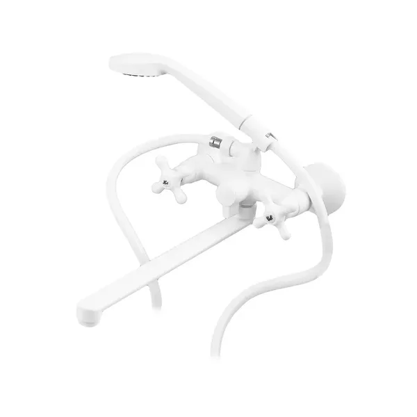 Змішувач для ванни Plamix Pablo -140 EURO SET White (з шлангом та лійкою) (PM0670)