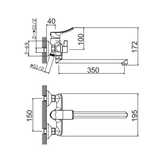 Змішувач для ванни HAIBA BOLERO 006 EURO (HB9577)
