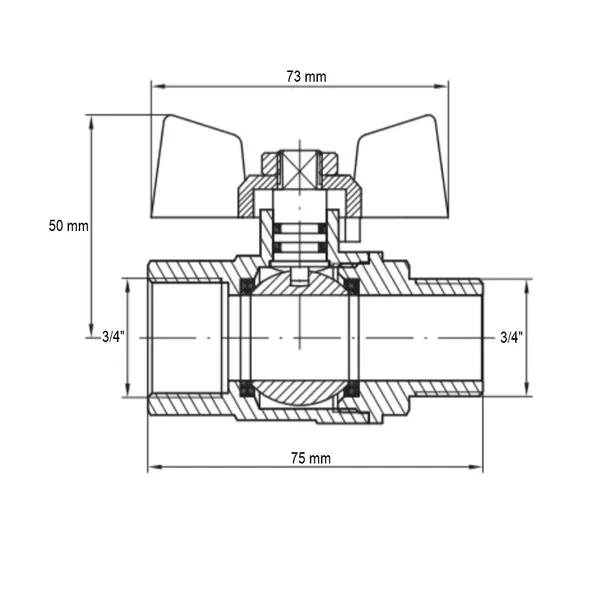 Кран кульовий Koer KG.208 - 3/4" FM ГШМ (газ) (KR4964)