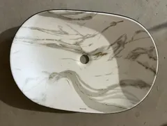 Раковина накладна MIXXUS PREMIUM ELLIPSE-0105 MARBLE-BLACK 600х400х150mm (MP6565)