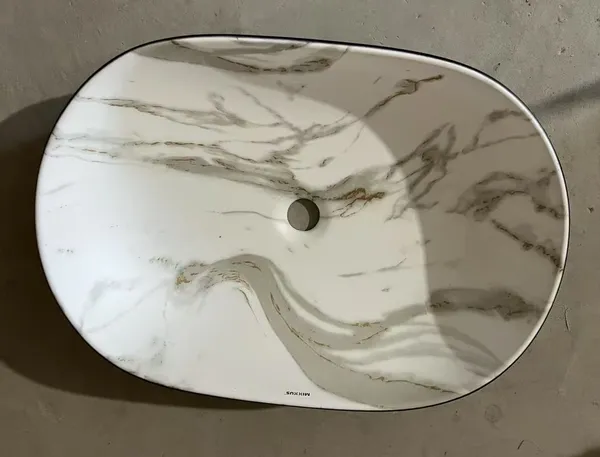 Раковина накладна MIXXUS PREMIUM ELLIPSE-0105 MARBLE-BLACK 600х400х150mm (MP6565)