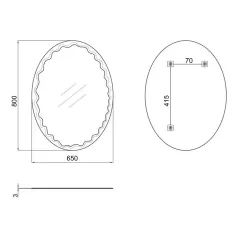 Дзеркало настінне Zerix FUSION MOZ02-65x80 овальне з декором (ZX5631)