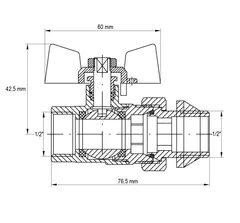 Кран з американкою 1/2" "антіпротечка" (Koer KR.227-Gi) (KR0189)