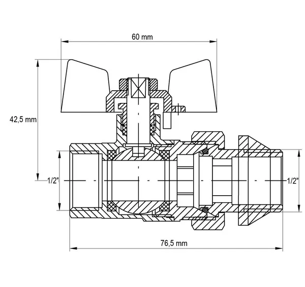 Кран з американкою 1/2" "антіпротечка" (Koer KR.227.W-Gi) білий (KR0190)