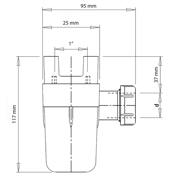 Сифон для групи безпеки Roho R2200-100 - 25x32 (універсальний) (RO0161)
