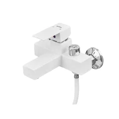Змішувач для ванни Plamix Kubus-009 EURO SET White (з шлангом, лійкою та кронштейном) (PM0673)
