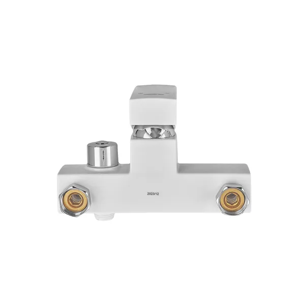 Змішувач для ванни Plamix Kubus-009 EURO SET White (з шлангом, лійкою та кронштейном) (PM0673)