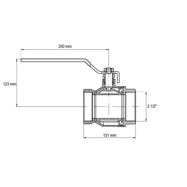 Кран кульовий Koer KR.214 - 2-1/2" FF ГГР (ручка "важіль" червона) (KR4950)