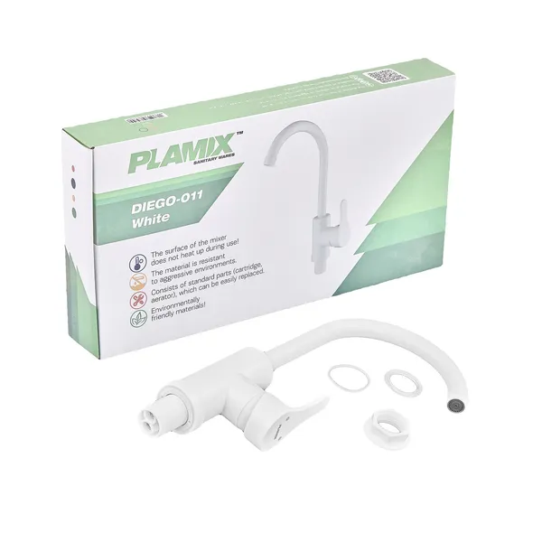 Змішувач для кухні Plamix Diego-011 White (без підведення) (PM0657)
