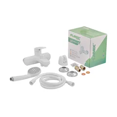 Змішувач для ванни Plamix Lucas-009 EURO SET White з шлангом, лійкою та кронштейном (PM0708)