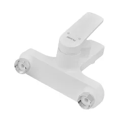 Змішувач для ванни Plamix Lucas-009 EURO SET White з шлангом, лійкою та кронштейном (PM0708)