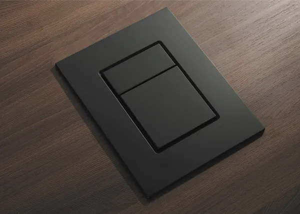 Панель змиву Koer KT-0607-05 157x198x10mm пластикова, кнопка квадратна (колір чорний матовий) (KR5346)