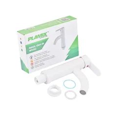 Змішувач для умивальника Plamix Raul-001-B White (без підведення) (PM0652)