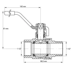 Кран кульовий KOER KR.215.G - 1 1/2" FM ГШВ YELLOW, ручка "важіль" жовта (KR0126)