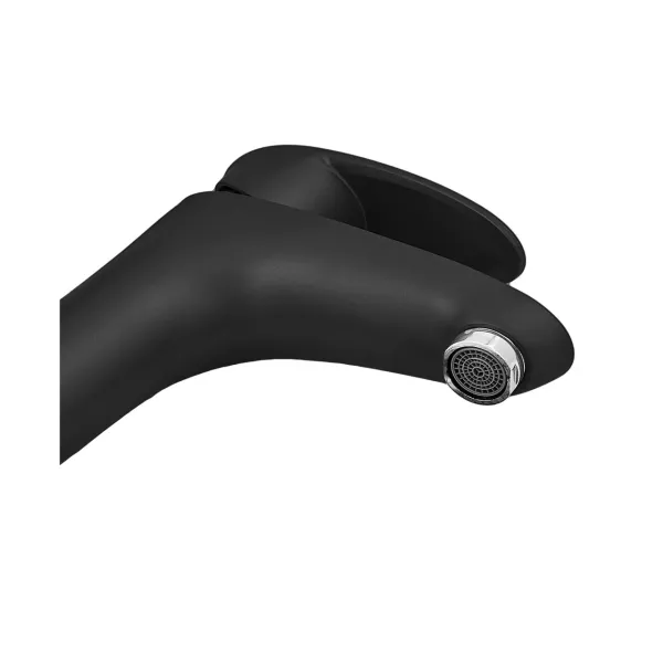 Змішувач для умивальника Plamix Cezar-001 HIGH SET Matte black (з підведенням) (PM0664)