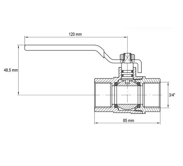 Кран кульовий Koer KG.204 - 3/4" FF ГГВ (газ) (KR4961)