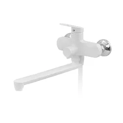 Змішувач для ванни Plamix Lucas-006 EURO SET White з шлангом, лійкою та кронштейном (PM0709)