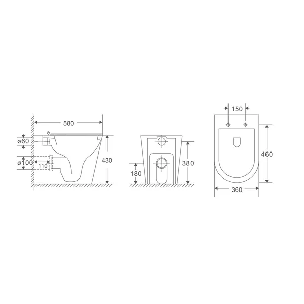 Унітаз підлоговий безбачковий MIXXUS PREMIUM BEVEL-0701-T1 580х365х430mm, система змиву TORNADO 1.0 (MP6597)