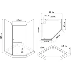 Душова кабіна з низьким піддоном Mixxus LINES SCT01-90x90x198-TR CHROME прозоре скло 6мм (MI6913)