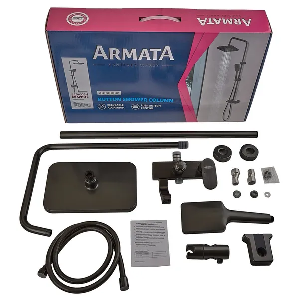 Душова колона зі змішувачем з алюмінію Armata BCG-009-J BLACK, 3 режими (CH6560)