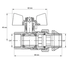Кран з американкою 3/4" "антіпротечка"(Koer KR.227.W-Gi) білий (KR0192)