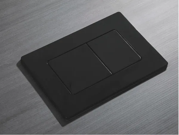 Панель змиву Koer KT-0602-16 240x160x10mm пластикова, кнопка квадратна (колір чорний глянцевий) (KR5182)