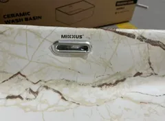 Раковина накладна Mixxus Premium QUADRO-0208 MARBLE 480х315х140mm з переливом (MP6518)