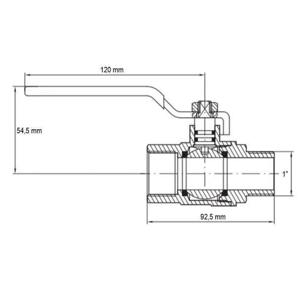 Кран кульовий Koer KG.205 - 1" FM ГШВ (газ) (KR4967)